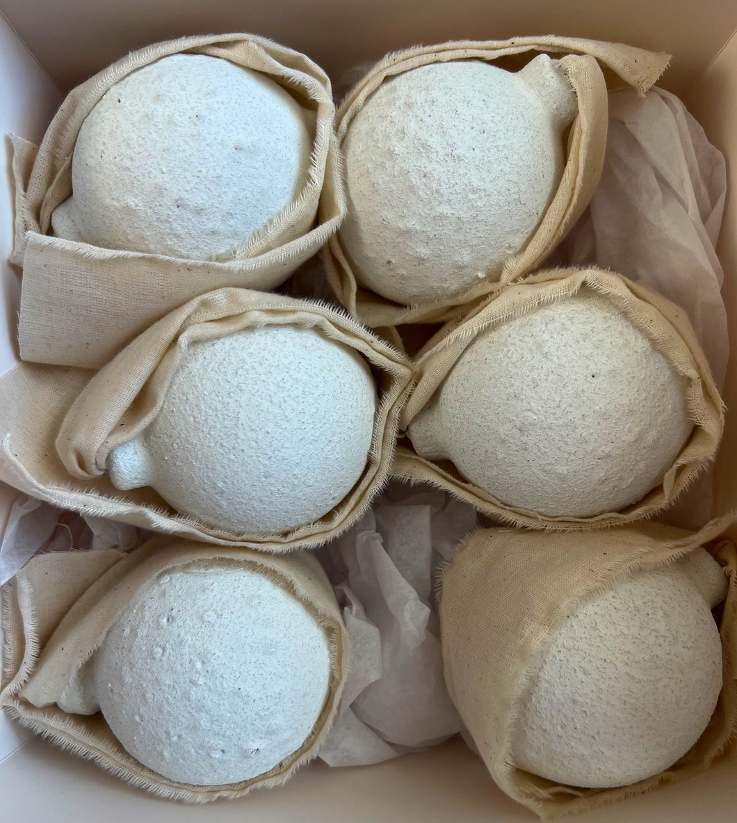 WHITE TEXTURED ORNAMENTS (SMALL) *set of 6*